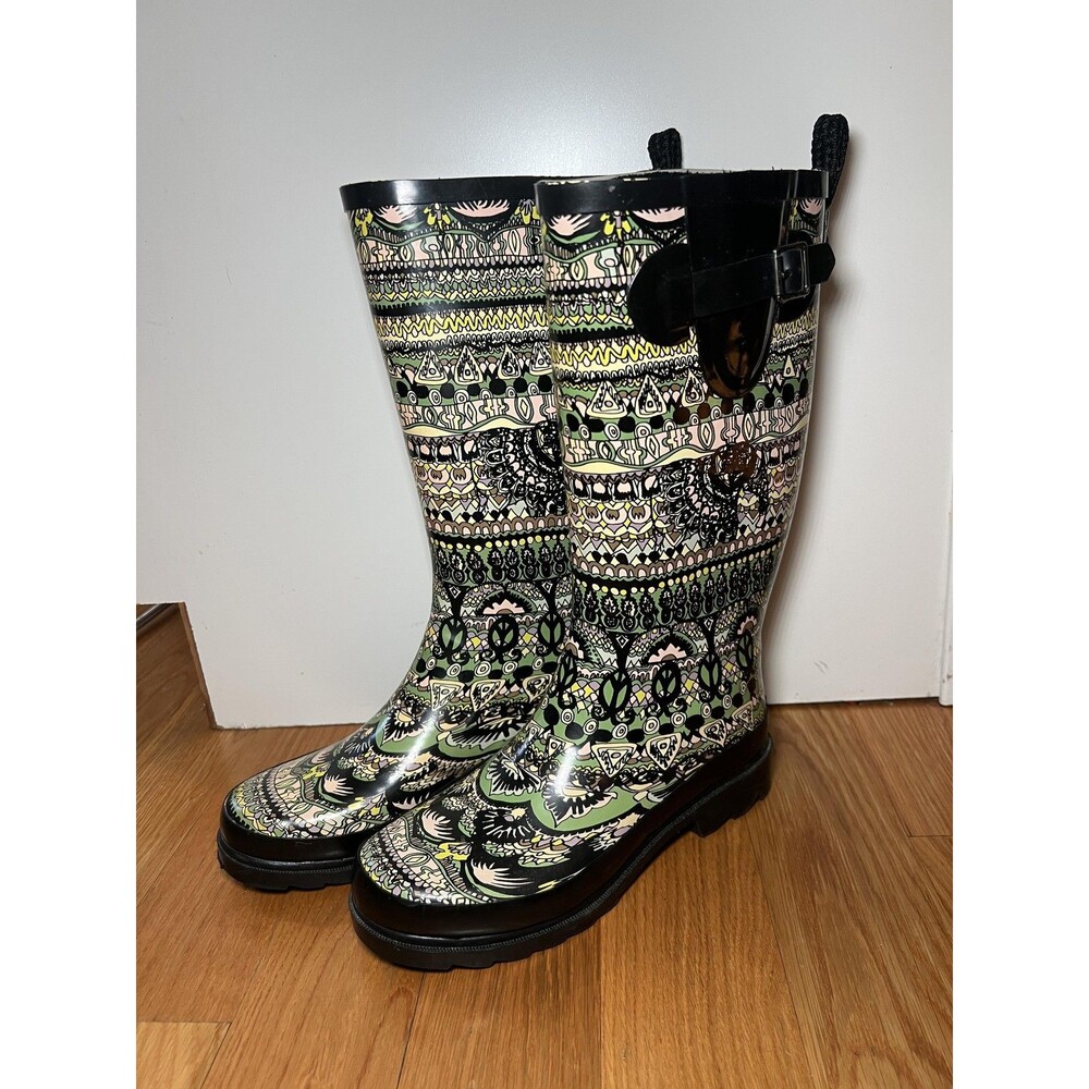 Sakroots Rain Boots Womens Size 7 Multicolor Geometric Knee High Waterproof - Picture 3 of 11